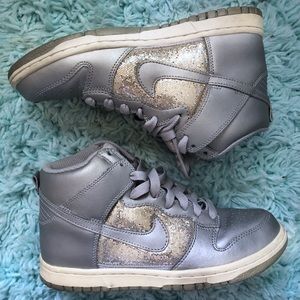 NIKE HIGH TOP SILVER SPARKLY ADDITION SIZE 7